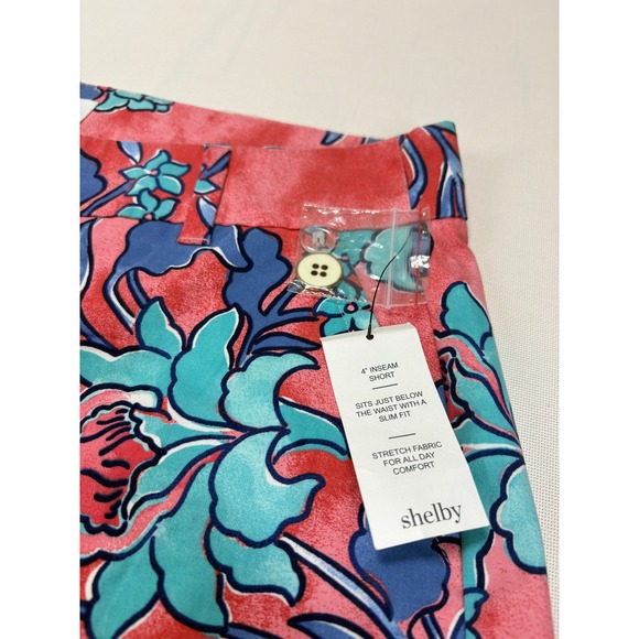 Crown & Ivy Women's Shelby Shorts 12 Pink Floral Scallop Hem - Picture 10 of 16